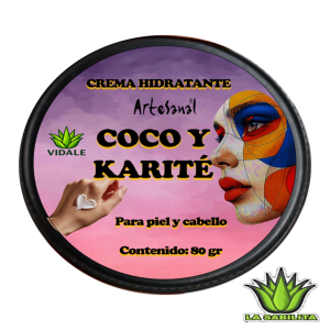Crema Humectante Coco y Karité 80 gr para piel y cabello uso diario, anti envejecimiento, anti friz, nutrición y reparación