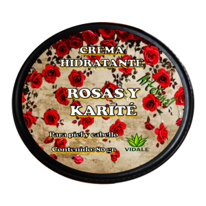 Crema Humectante de Rosas y Karité 80 gr Piel Cabello Nutrición Reparación